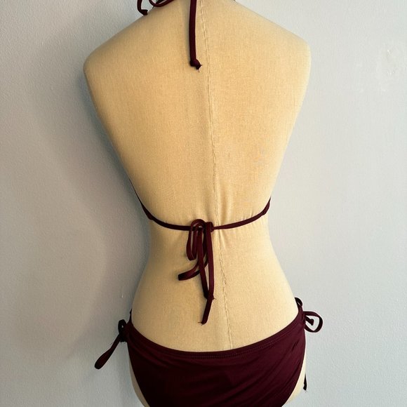 Burgundy lace up bikini - Picture 2 of 2